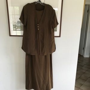 100%silk long  sheath dress